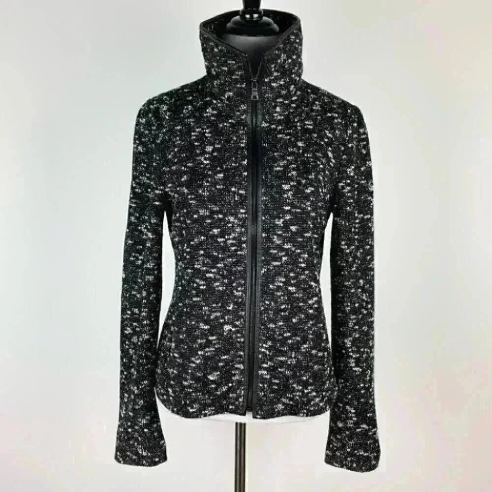 Ann Taylor jacket size S black white zip down - Picture 2 of 12